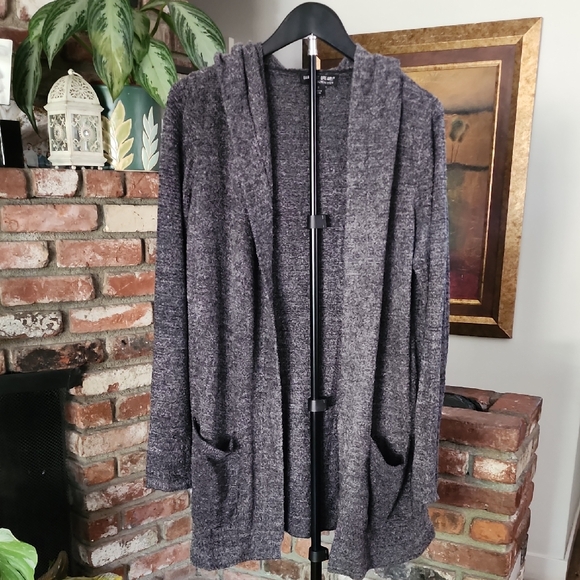Barefoot Dreams Sweaters - Barefoot Dreams CozyChic Lite Cardigan Gray Hooded Open Front Cozy Luxe